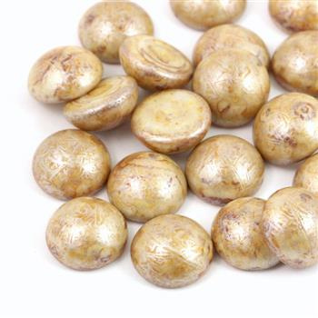 Kaboszon szklany Opaque Ivory Spotted 14mm