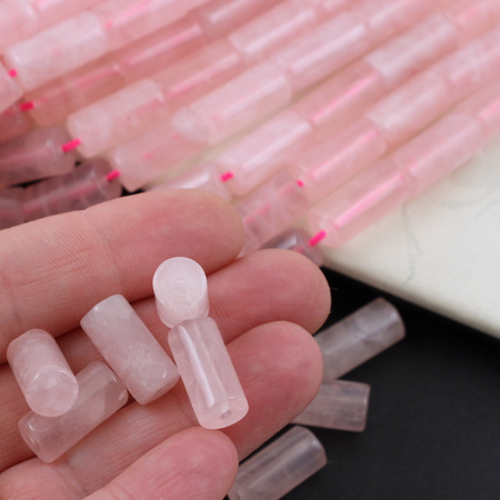 Kwarc różowy wałek gładki 16x8mm