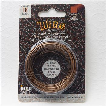 Beadsmith Drut miedziany kwadratowy VINTAGE BRONZE 1mm/6,4m