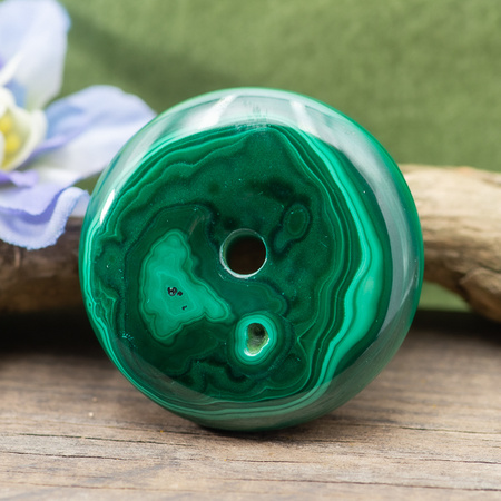 Zawieszka malachit naturalny donut 39mm ze skazą