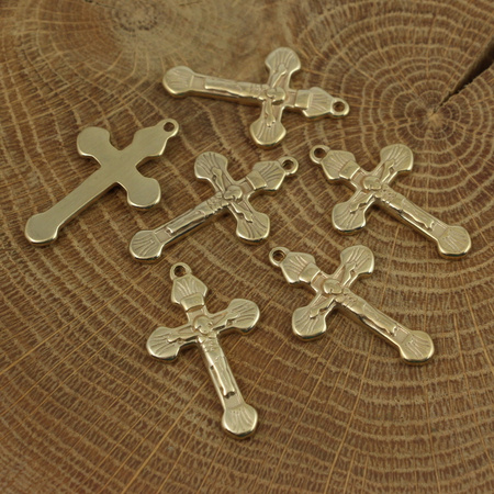 Zawieszka krzyżyk stal szlachetna pozłacana 30x18mm