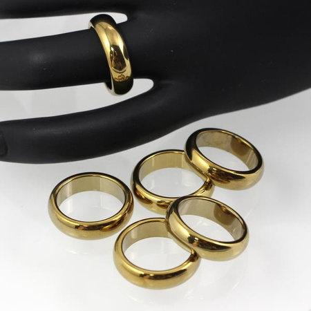 Hematyt jasnozłota obrączka 17-18mm