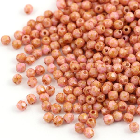 Fire Polish 3mm Alabaster Brown Rose Spotted [40szt]