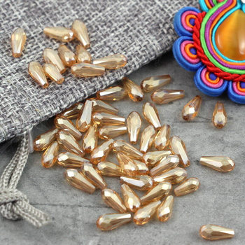 Kryształek szklany kropla fasetowana beż luster 10x4mm [12szt]