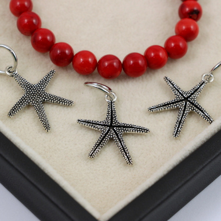 Zawieszka metalowa rozgwiazda srebrna 24x22mm