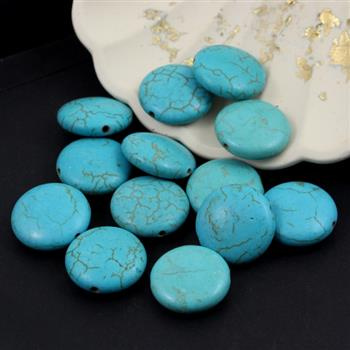 Howlit turkusowy moneta gładka 12mm