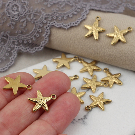 Zawieszka rozgwiazda stal szlachetna pozłacana 13mm