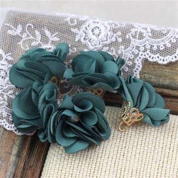 Ozdobny kwiatek w ażurowej tulejce zielony 25mm