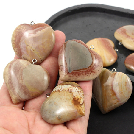 Jaspis brekcja zawieszka serce 40mm