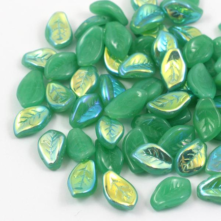 Listek szklany zielony AB 14x9mm [10szt]