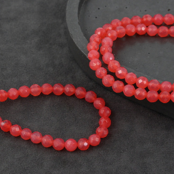 Agat brazylijski kula fasetowana malinowa różowa 6mm