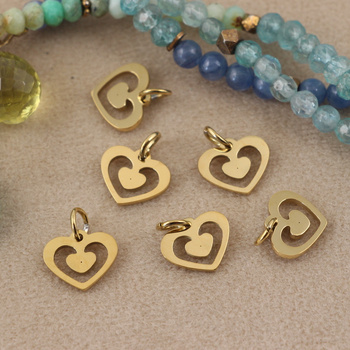 Zawieszka serce stal szlachetna pozłacana PVD 10x9mm