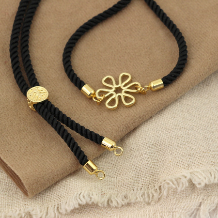 Zapięcie regulowane / przesuwane sznurkowe do bransoletki czarne 10cm ZŁ