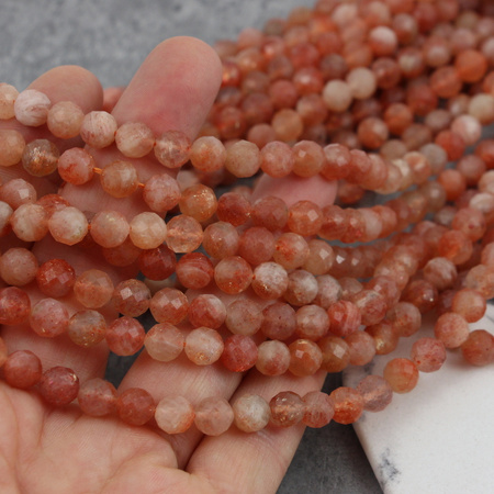 Kamień słoneczny złoty kula fasetowana 7mm