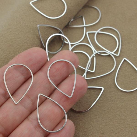 Geometrix metalowa baza łezka srebrna 25x18mm