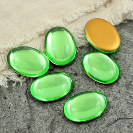 Kaboszon szklany Peridot - Gold Matte Foiled owal 25x18mm