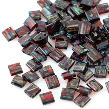Miyuki Tila Beads 5x5x1,9mm Picasso Transp Garnet [30szt]