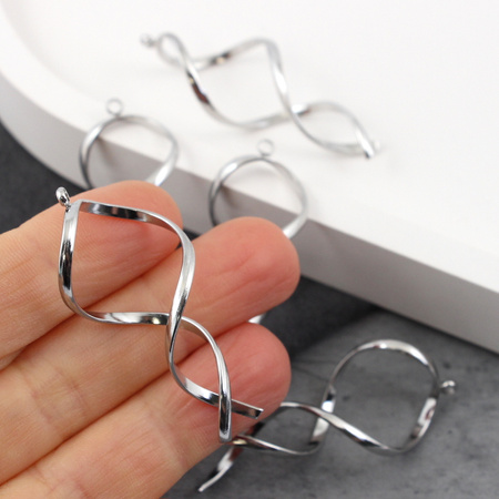 Zawieszka stal szlachetna twist srebrna 45x19mm
