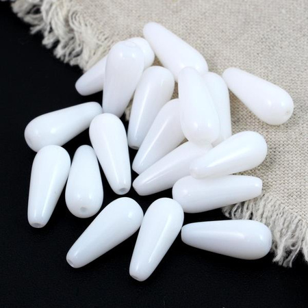 Drop Beads White Alabaster 20x9mm