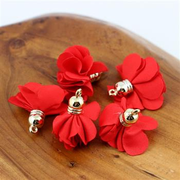 Ozdobny kwiatek w tulejce czerwony 28mm