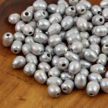 Perła słodkowodna szara z dużym otworem 7x8mm