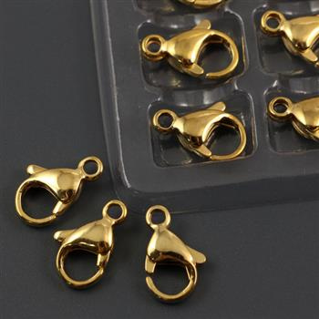 Zapięcie karabińczyk stal szlachetna pozłacana 15mm