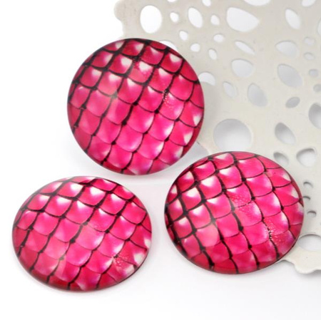 Kaboszon szklany z grafiką łuska węża moneta 25mm