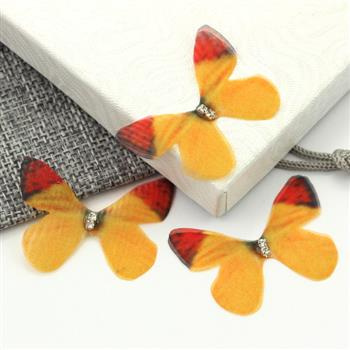 Motylki z organzy żółte z cyrkoniami  40x35mm [2szt]