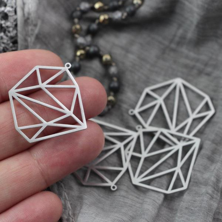 Zawieszka ażurowa diament stal szlachetna 32x30mm