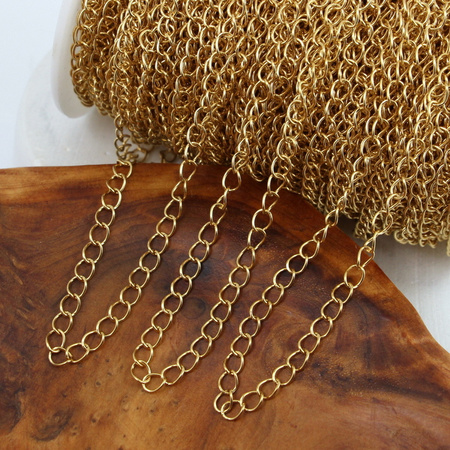 Łańcuszek przedłużka stal szlachetna pozłacana 5x4mm [1 metr]