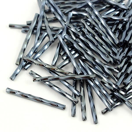 Preciosa Bugle Twisted Hematite Black 30mm [20szt]