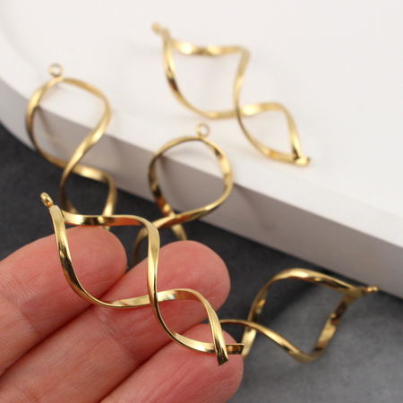 Zawieszka stal szlachetna twist złota 45x19mm