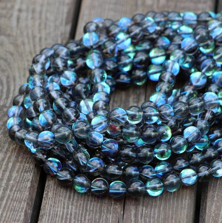 Szkło tęczowe kula szara 10mm [sznur 39cm]