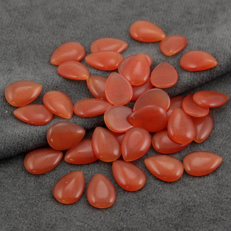 Kaboszon kocie oko łezka pomarańczowa 14x10mm