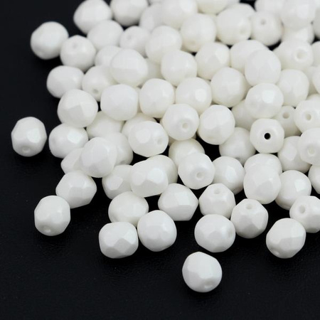 Fire Polish 6mm Alabaster White Silk Matted [20szt]