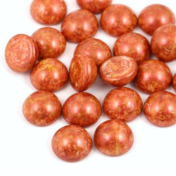 Kaboszon szklany Opaque Salmon Spotted 12mm