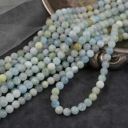 Akwamaryn kula gładka 6mm [sznur 39cm]