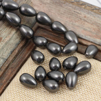 Perła seashell kropla grafitowa 14x9mm