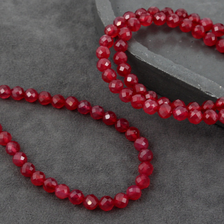 Agat brazylijski kula fasetowana bordowa 6mm