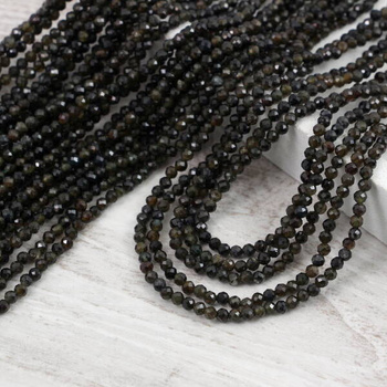 Turmalin zielony kula fasetowana 2,5mm [sznur 39cm]