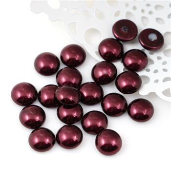 Glass Pearl Cabochon Burgundy 10mm
