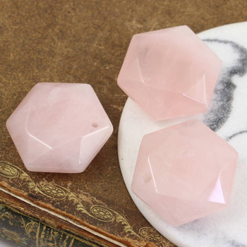 Kwarc różowy zawieszka sześciokąt 28mm