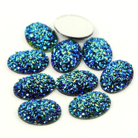 Kaboszon z żywicy druza owal niebieski 18x13mm
