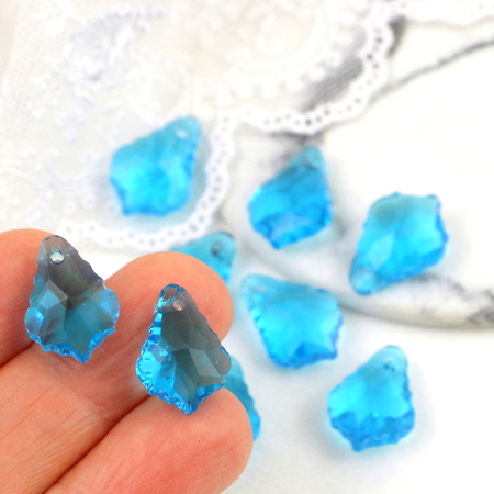 Kryształek szklany łezka barokowa fasetowana aqua 16x11mm