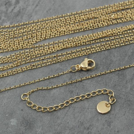 Łańcuszek gotowy z zapięciem złoty stal szlachetna [45+5cm]
