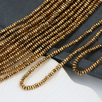 Hematyt złoty oponka fasetowana 3x1mm [sznur 39cm]