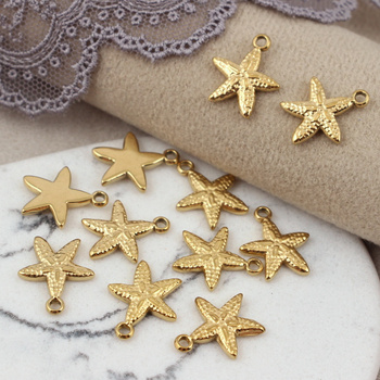 Zawieszka rozgwiazda stal szlachetna pozłacana 13mm