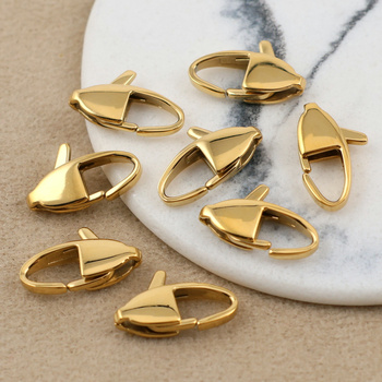 Zapięcie karabińczyk fantazyjny stal szlachetna pozłacana 15mm