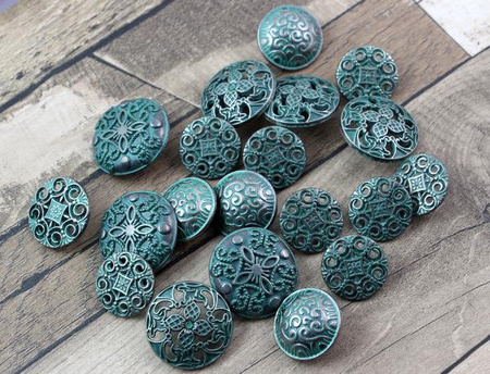 Metalowy guzik mosiądz patynowany 23mm