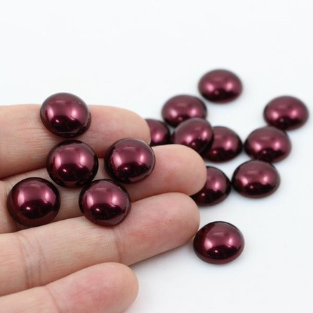 Glass Pearl Cabochon Burgundy 14mm